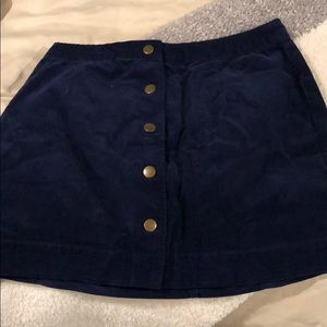 Button Up Corduroy Navy Skirt